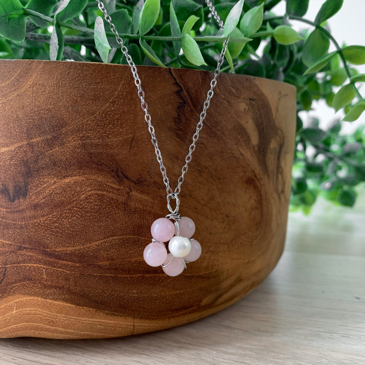 Gemstone & Freshwater Pearl - Stainless Steel Necklace