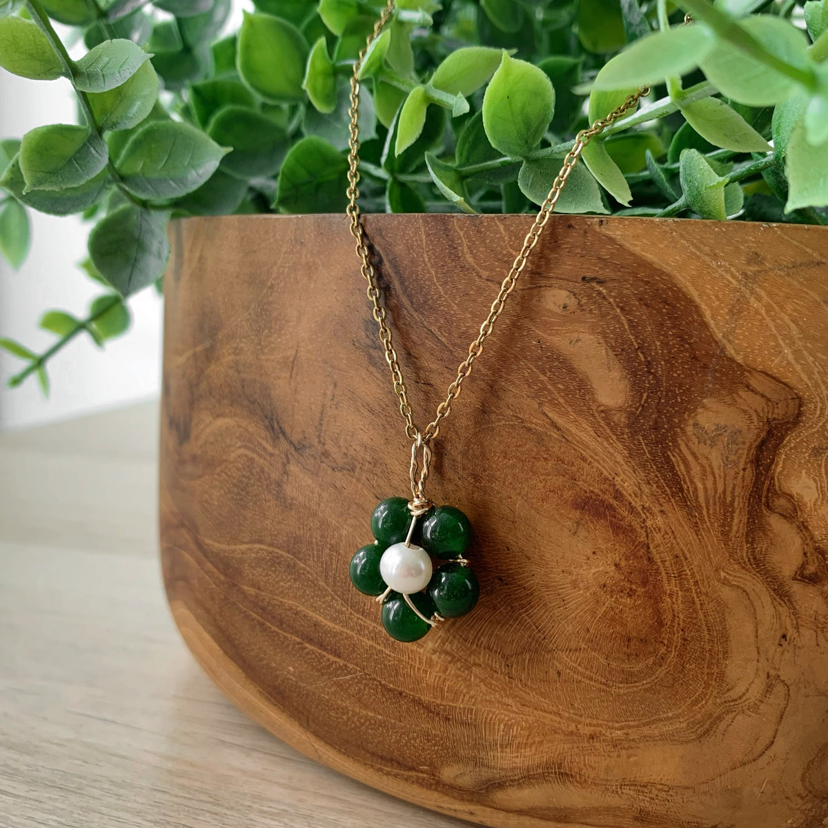 Gemstone & Freshwater Pearl - Stainless Steel Necklace