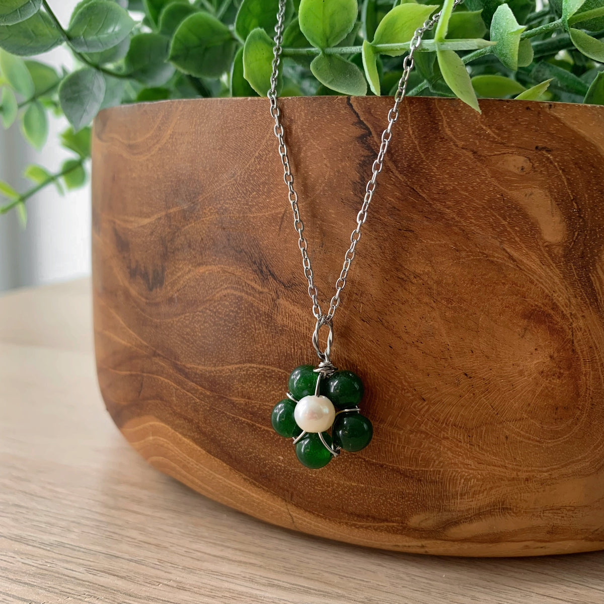 Gemstone & Freshwater Pearl - Stainless Steel Necklace