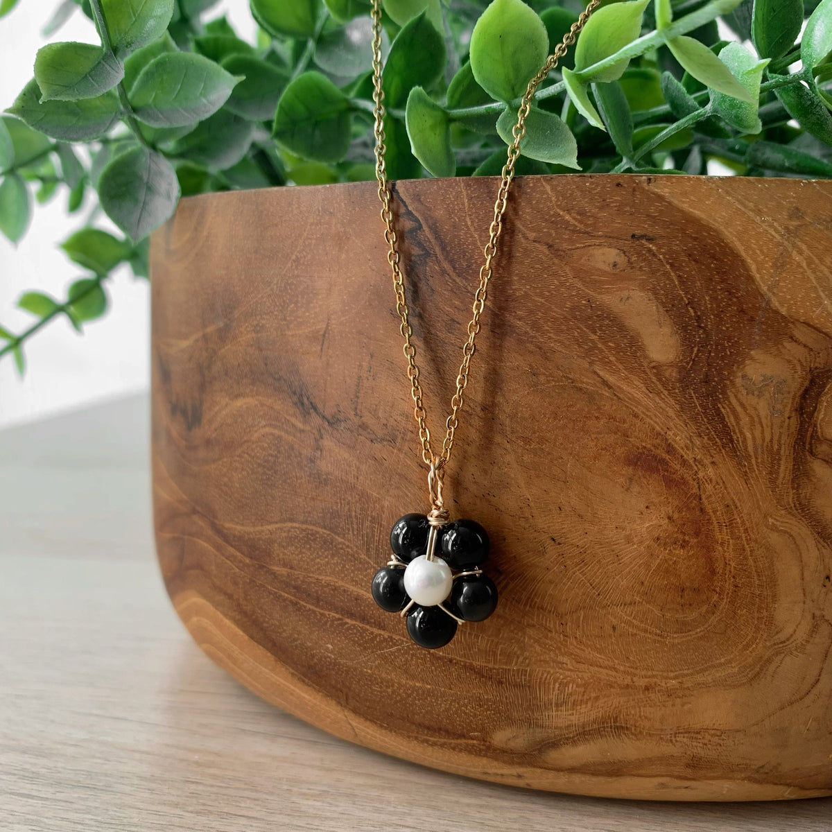 Gemstone & Freshwater Pearl - Stainless Steel Necklace