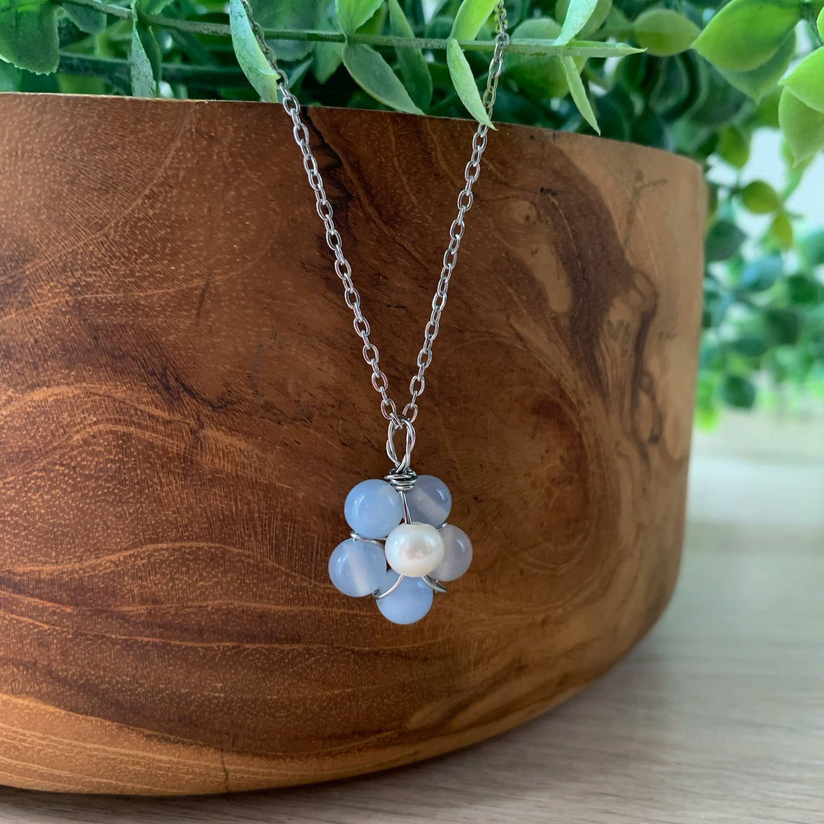 Gemstone & Freshwater Pearl - Stainless Steel Necklace