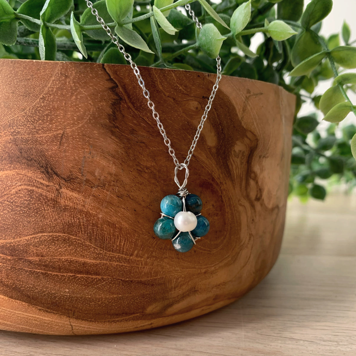 Gemstone & Freshwater Pearl - Stainless Steel Necklace