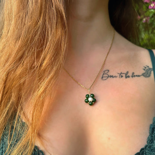 Gemstone & Freshwater Pearl - Stainless Steel Necklace