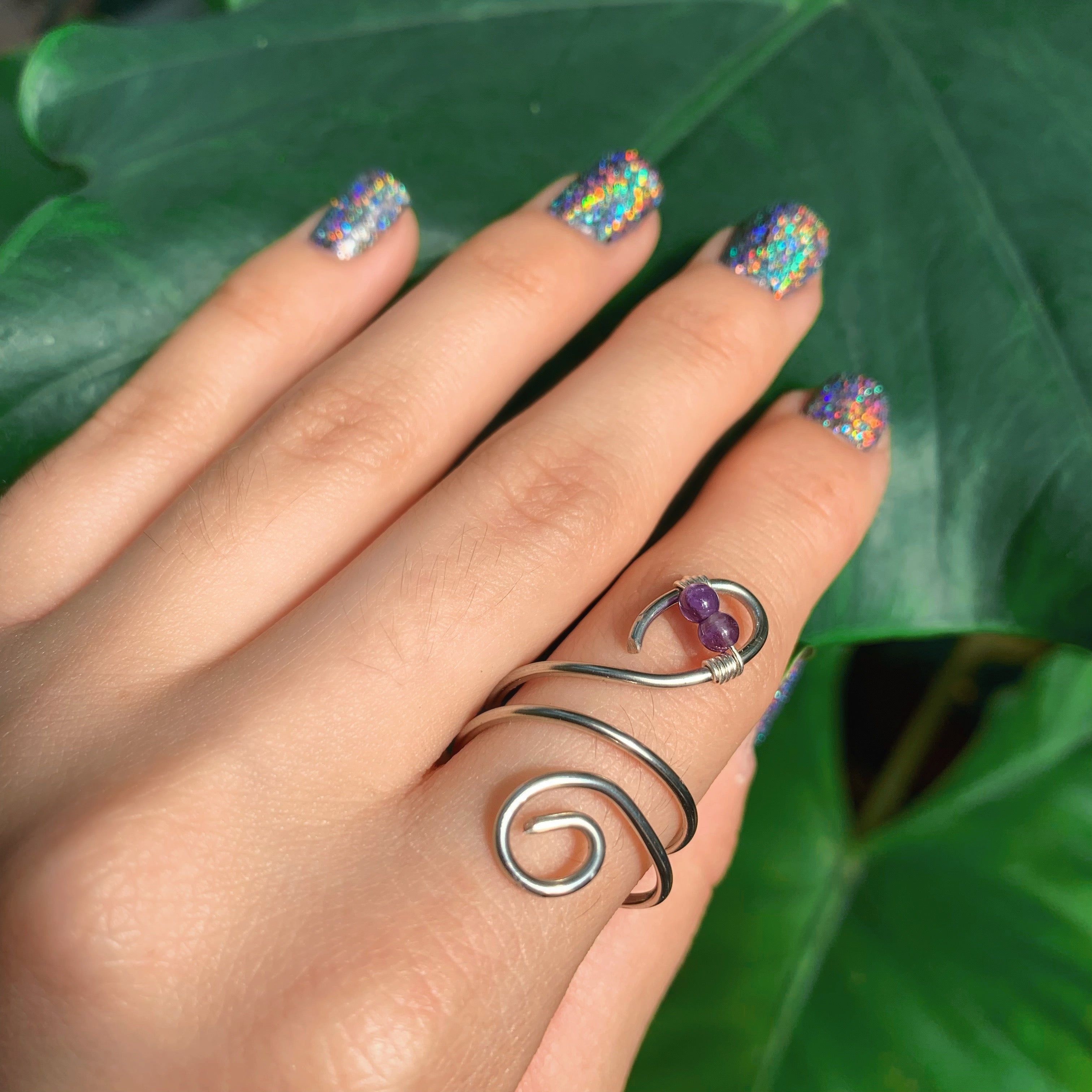 Snake with Amethyst Eyes Ring