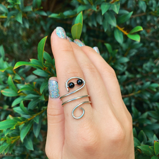 Chunky Snake with Onyx Eyes Ring