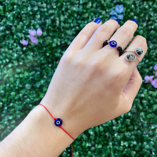 Evil Eye and Onyx Adjustable Bracelet