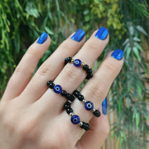 Evil Eye and Onyx  Ring