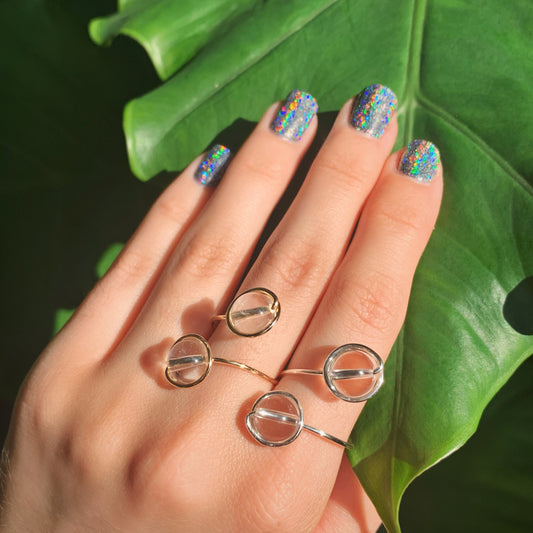 Clear Quartz Adjustable Ring 8mm