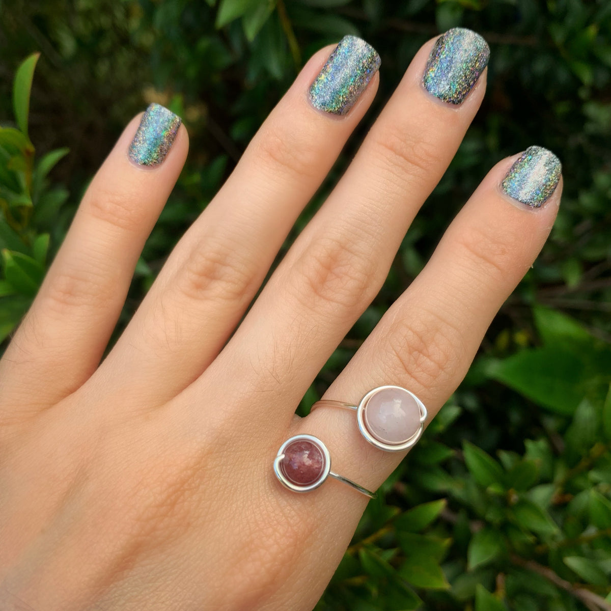 Rose Quartz & Lepidolite Adjustable Ring 8mm
