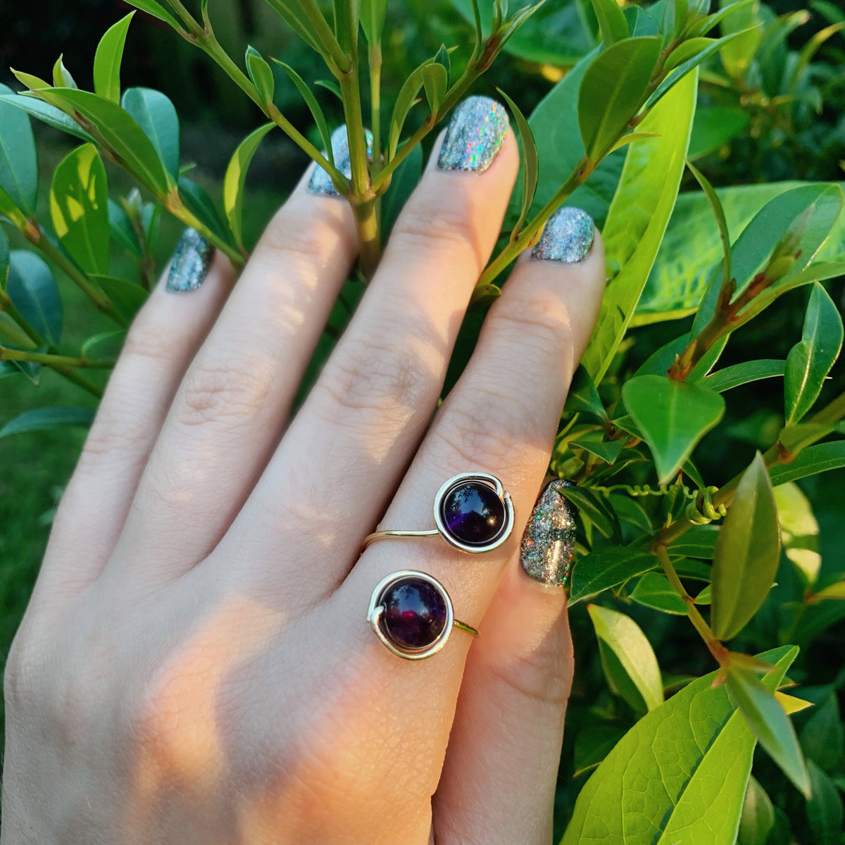 Dark Amethyst Adjustable Ring 8mm