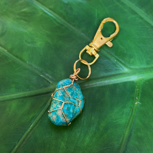 Turquoise in Golden Keychain