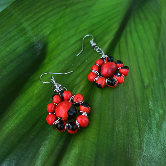 Small Huayruro Flower Earrings - Stainless Steel