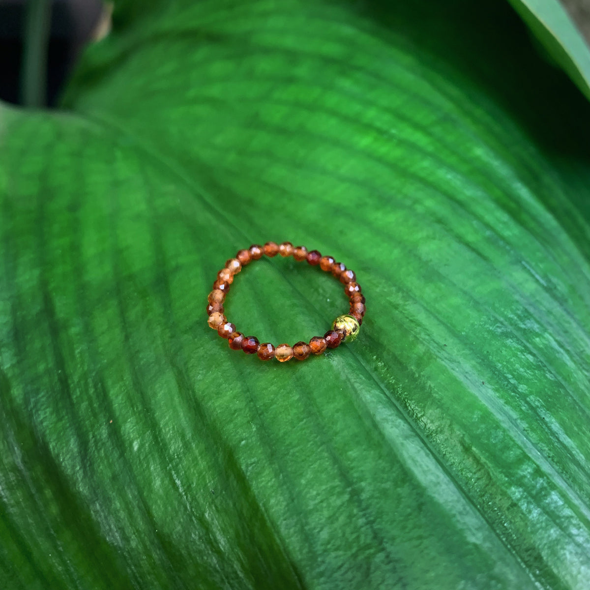 Faceted Carnelian Ring