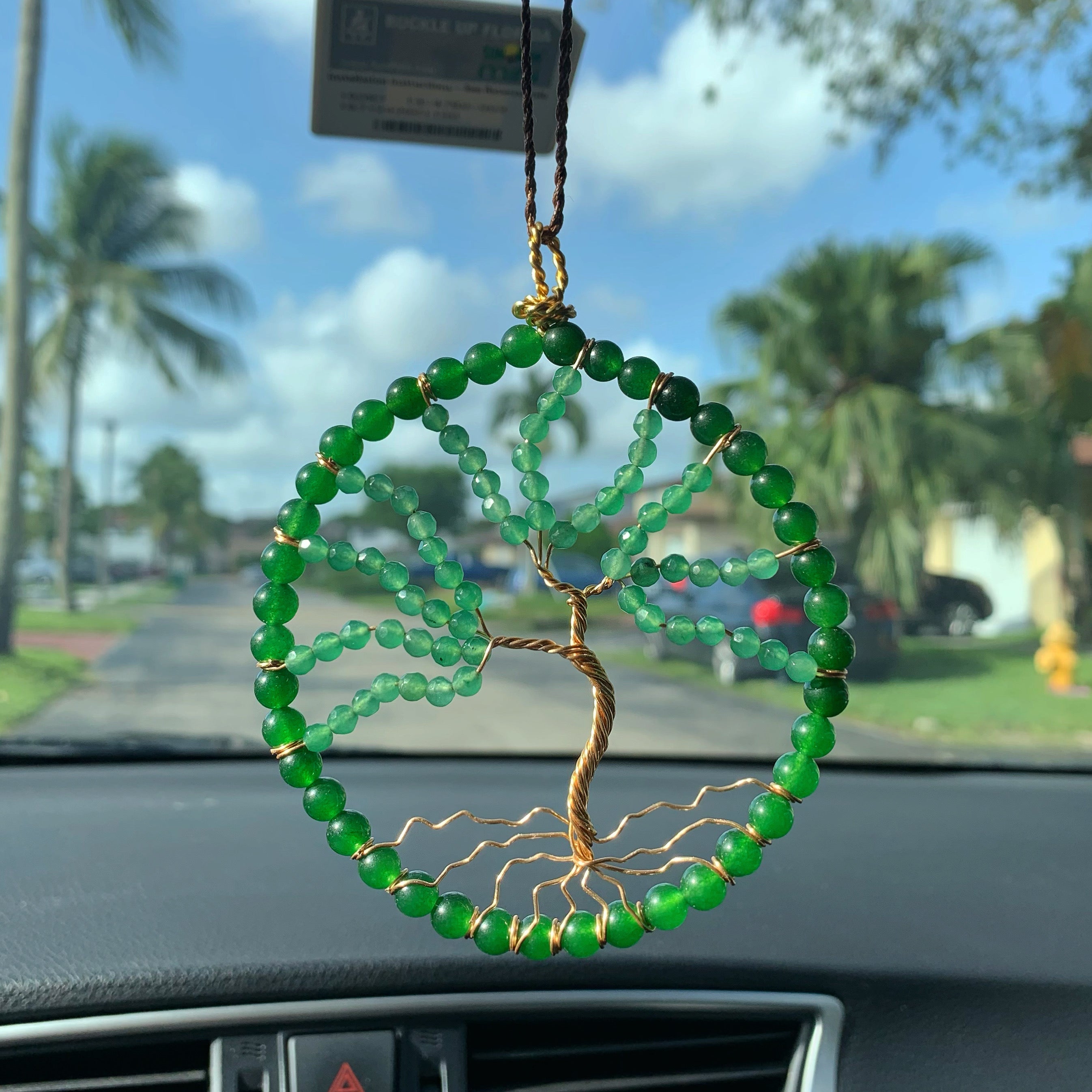 Jade & Green Aventurine - Tree of Life Car Hanger