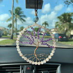Load image into Gallery viewer, Rose Quartz &amp; Amethyst - Tree of Life Car Hanger
