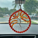Load image into Gallery viewer, Carnelian - Tree of Life Car Hanger on Silver Wire
