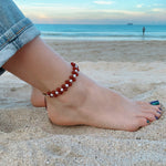 Load image into Gallery viewer, Carnelian &amp; Freshwater pearl Anklet
