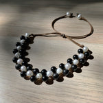 Load image into Gallery viewer, Obsidian &amp; Freshwater Pearl Anklet
