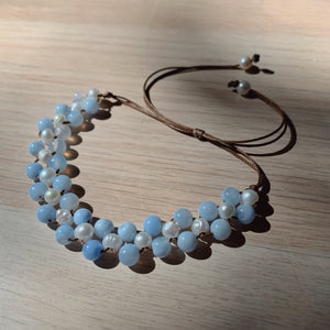 Blue Lace Agate & Freshwater Pearl Anklet