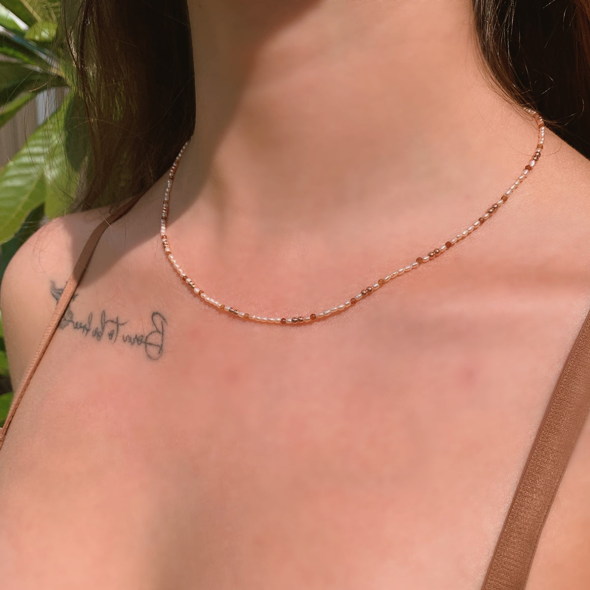 Freshwater Pearl & Carnelian Necklace #1