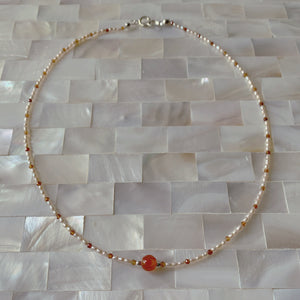 Freshwater Pearl & Carnelian Necklace #2