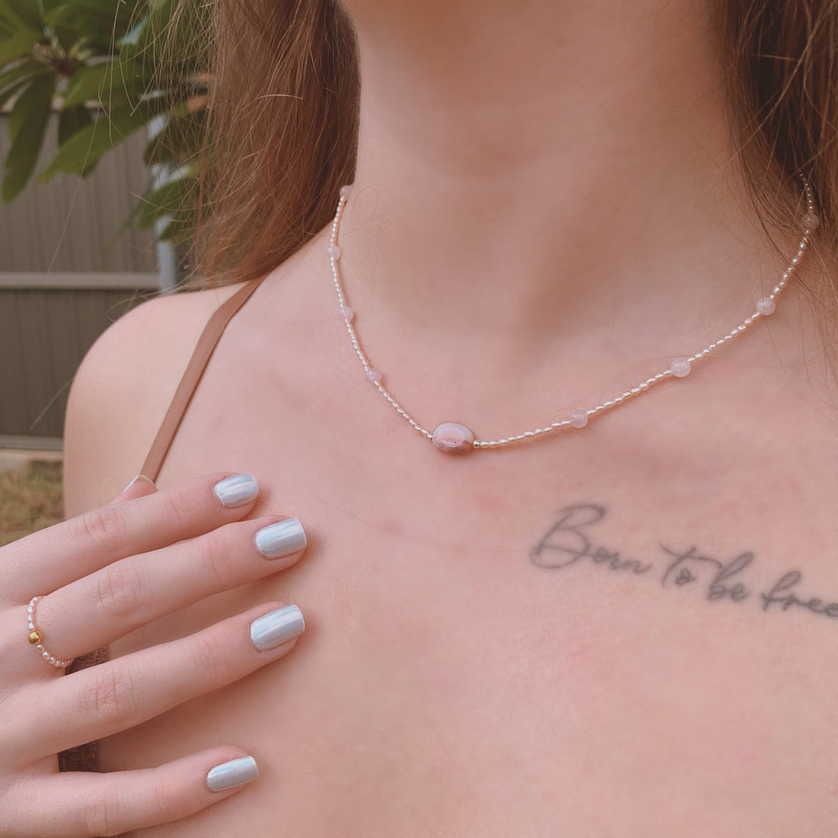 Freshwater Pearl, Rose Quartz & Pink Opal Necklace