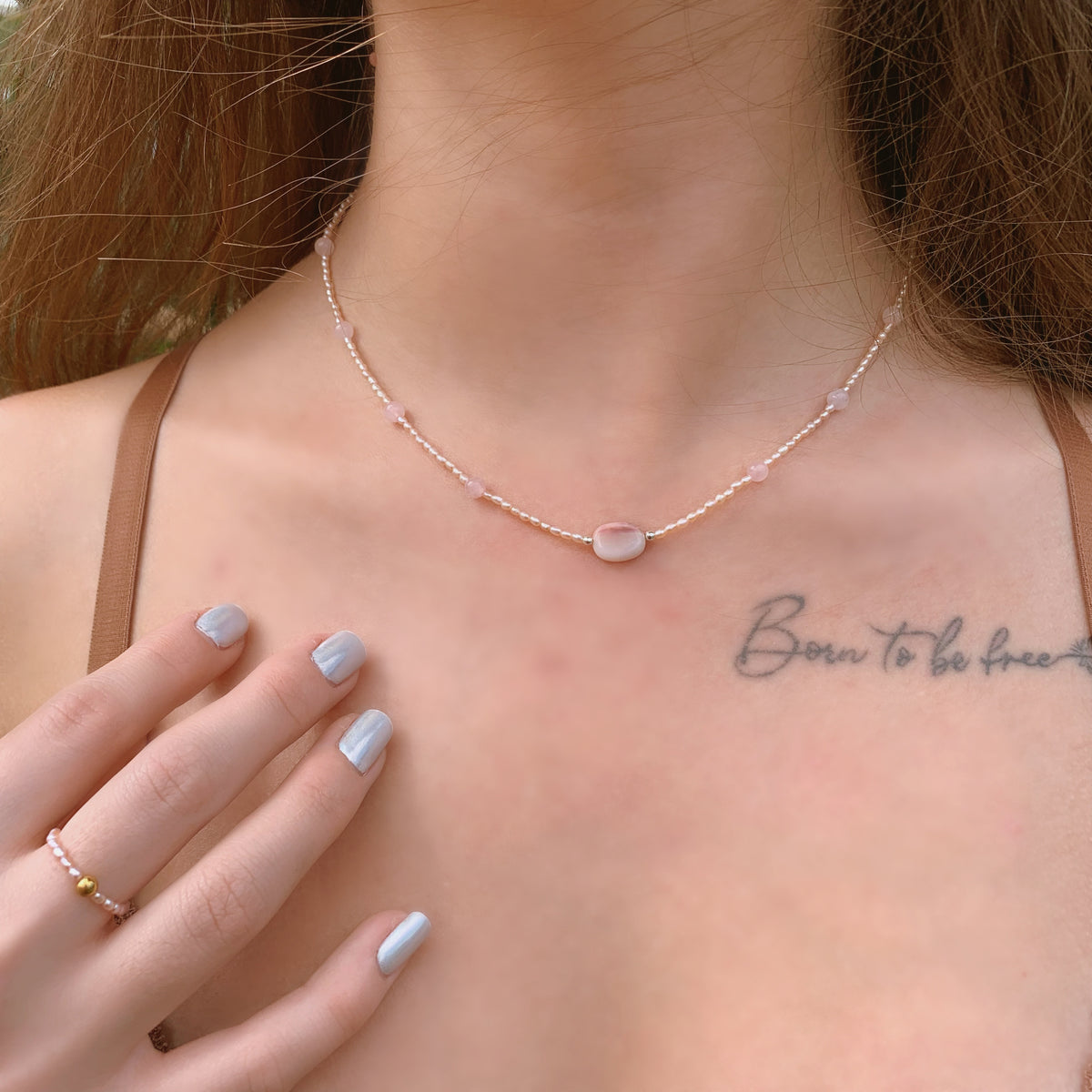 Freshwater Pearl, Rose Quartz & Pink Opal Necklace