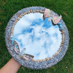 Load image into Gallery viewer, Round Celestite, Larimar, Abalone and Shell Mirror
