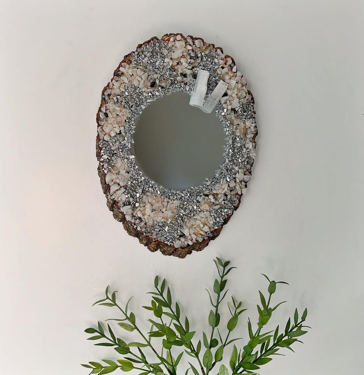 Oval Moonstone & Selenite Mirror