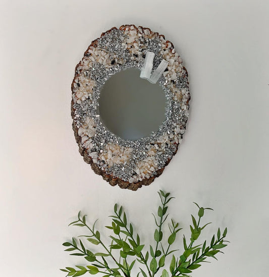 Oval Moonstone & Selenite Mirror