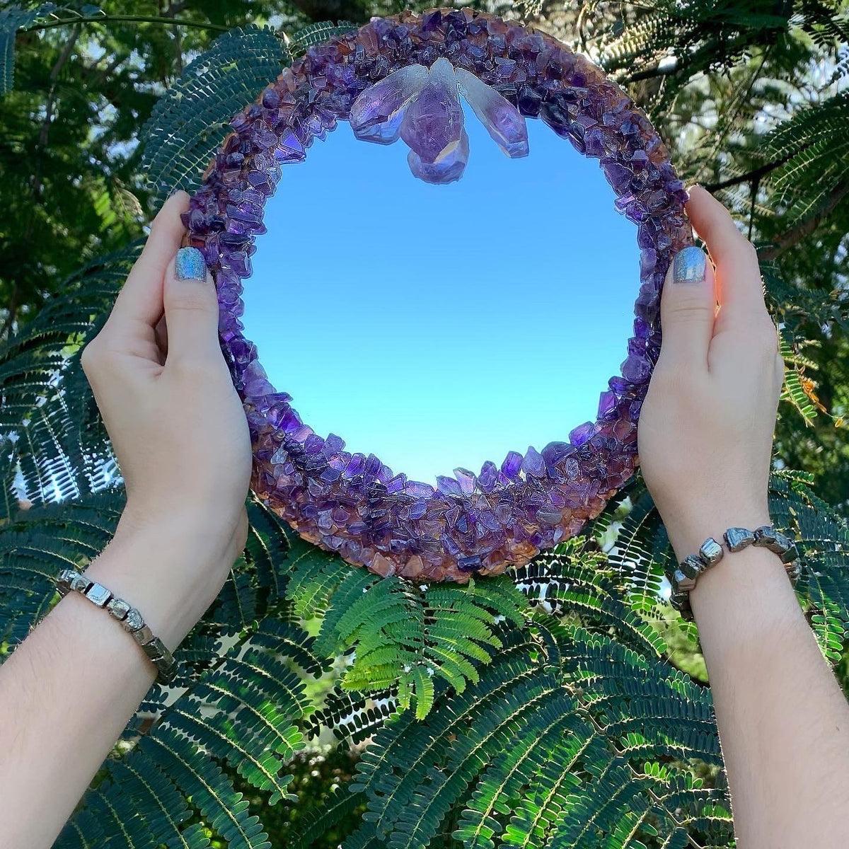 Oval Amethyst Mirror