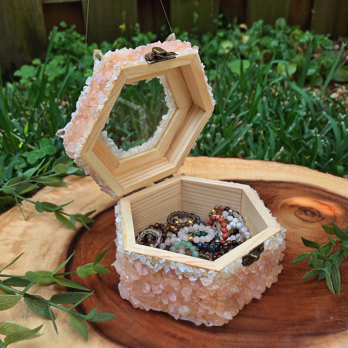 Mini Rose Quartz Hexagonal Coffer