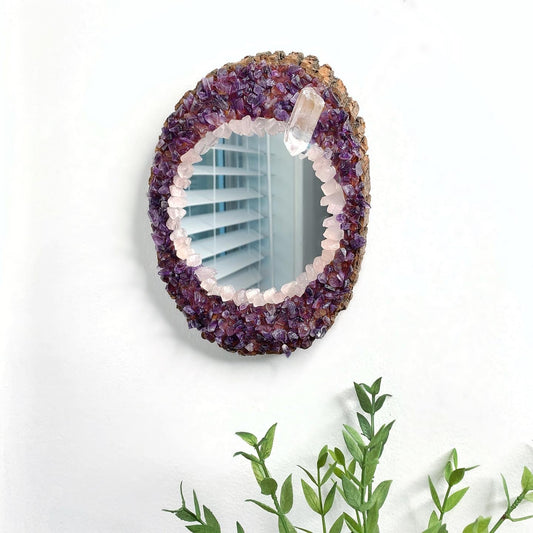 Oval Amethyst & Rose Quartz Mirror