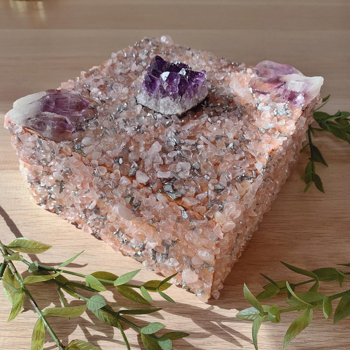 Rose Quartz and Amethyst Crystal Box