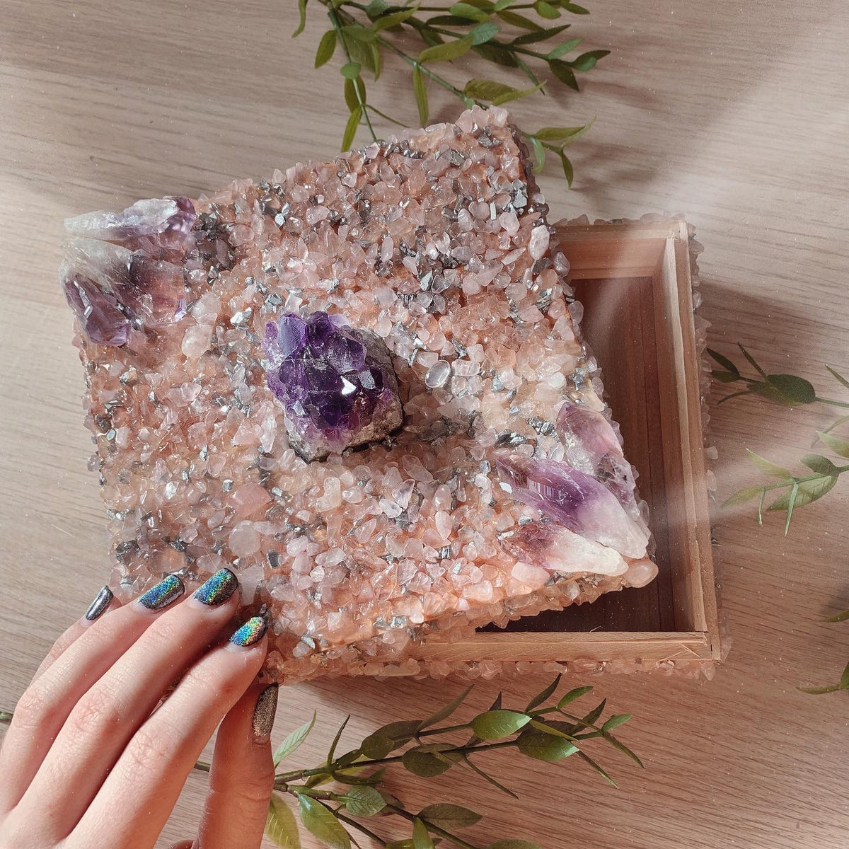 Rose Quartz and Amethyst Crystal Box