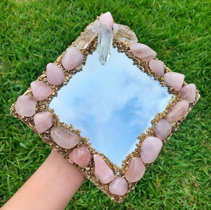 Rhombus Rose Quartz Mirror