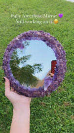 Load and play video in Gallery viewer, Round Fully Amethyst Mirror
