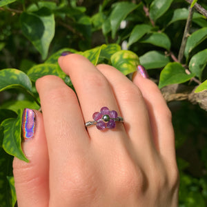 Crystal Flower Rings By Size - Stainless Steel