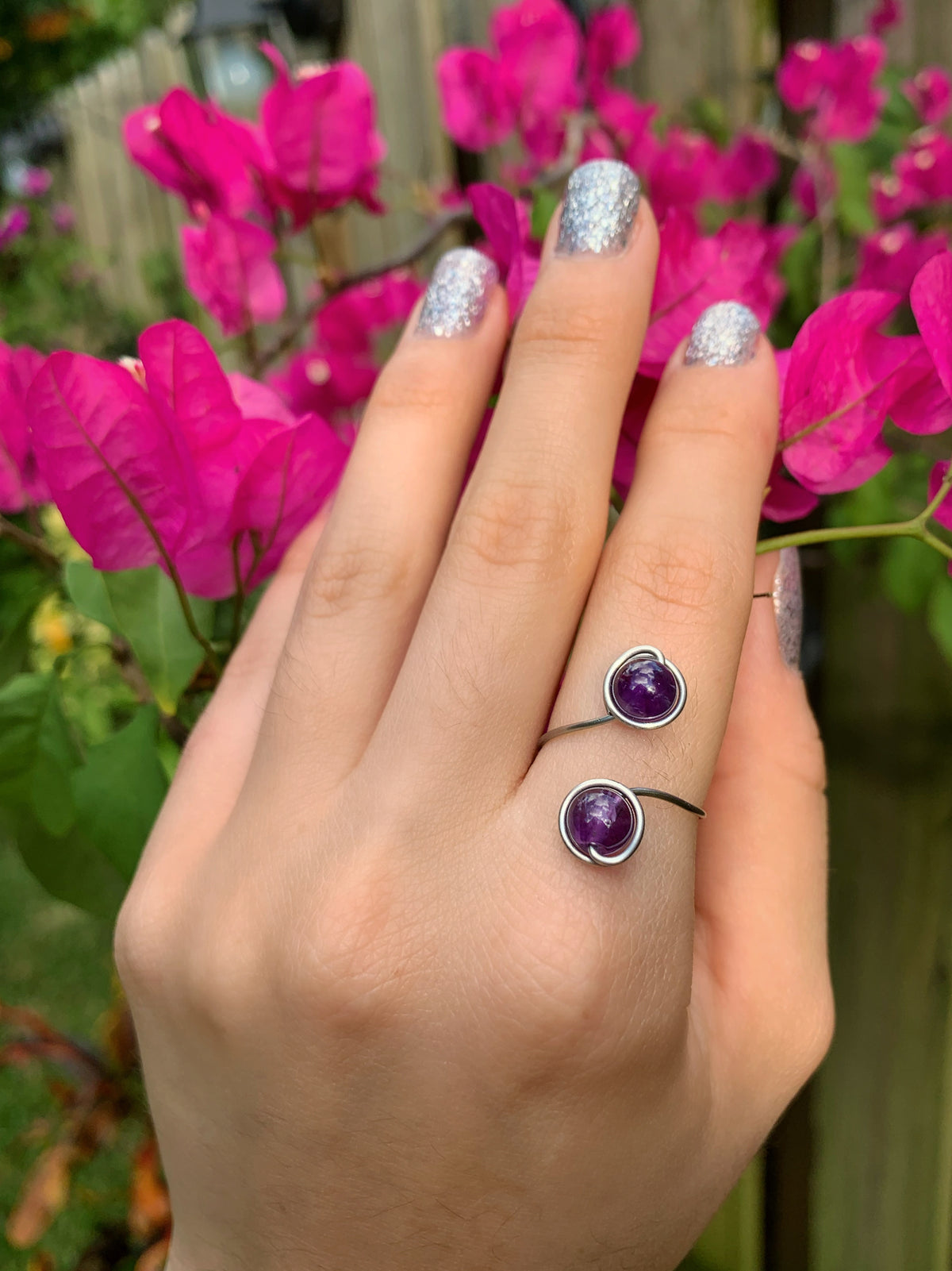 Crystal Double Ring - Stainless Steel