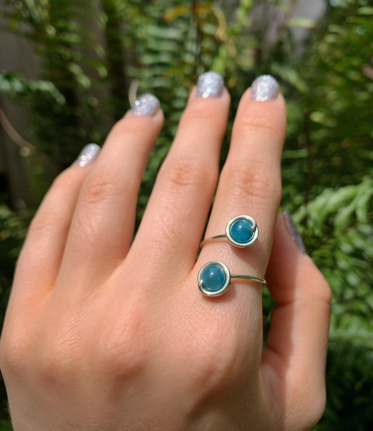 Crystal Double Adjustable Rings