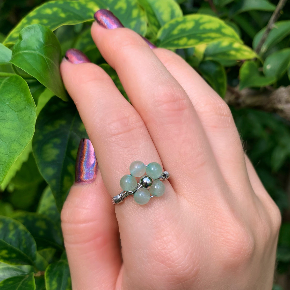 Crystal Flower Rings By Size - Stainless Steel