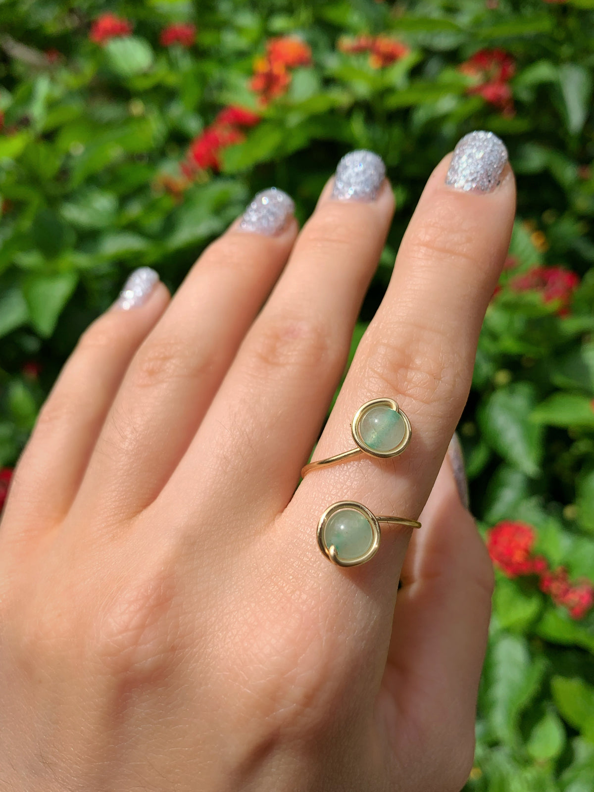 Crystal Double Adjustable Rings