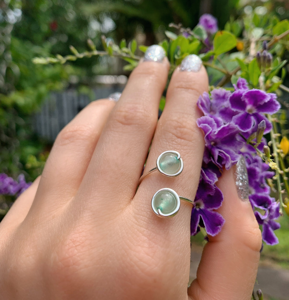 Crystal Double Adjustable Rings