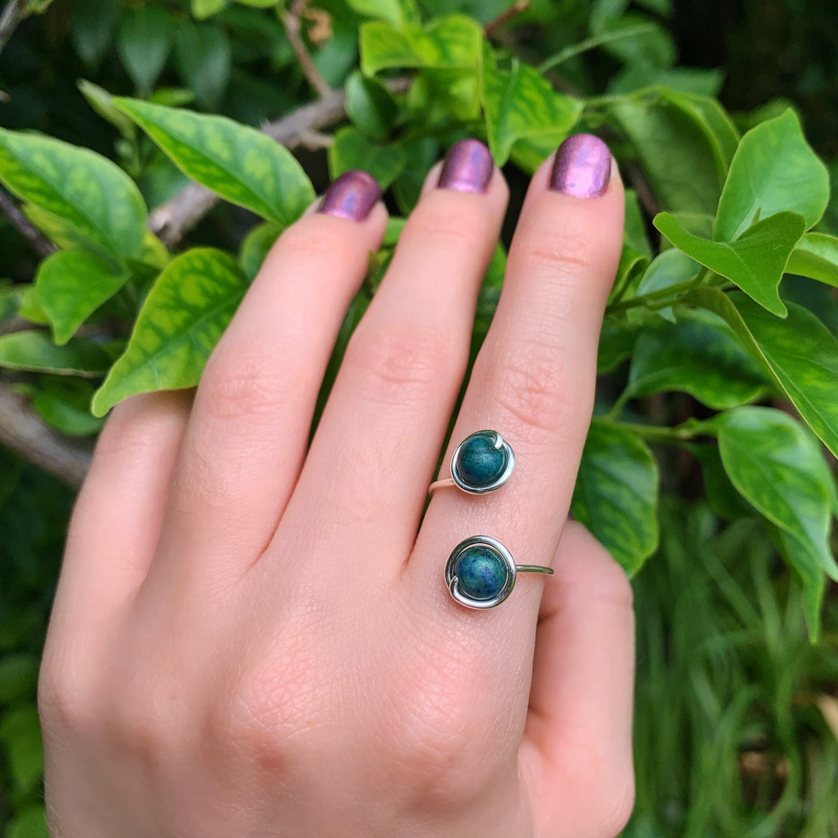 Crystal Double Adjustable Rings
