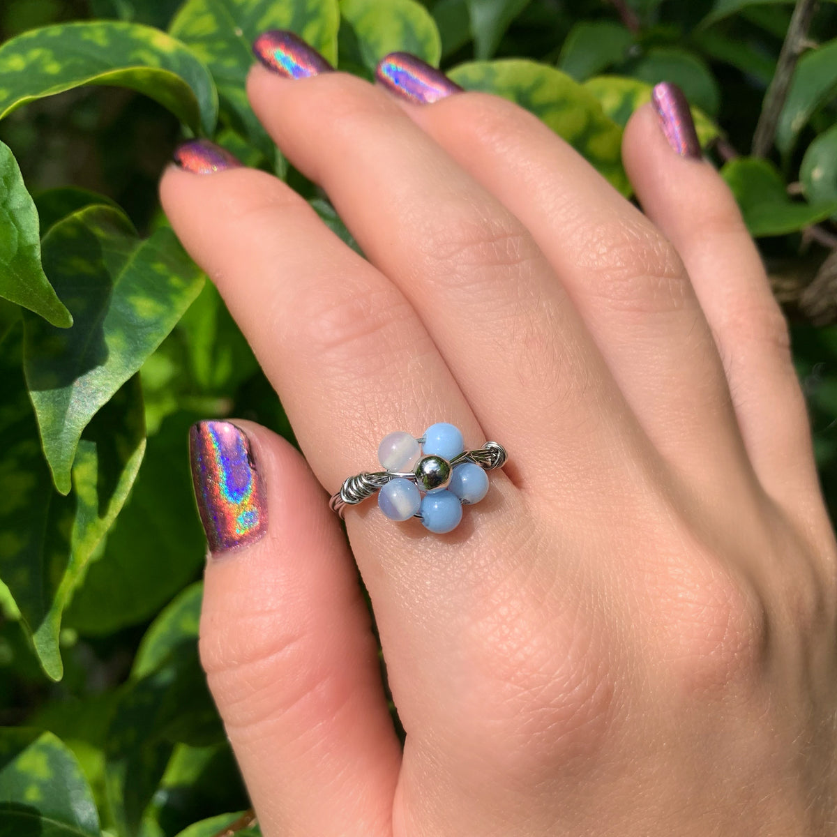Crystal Flower Rings By Size - Stainless Steel