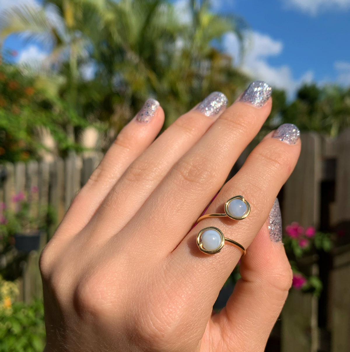 Crystal Double Adjustable Rings