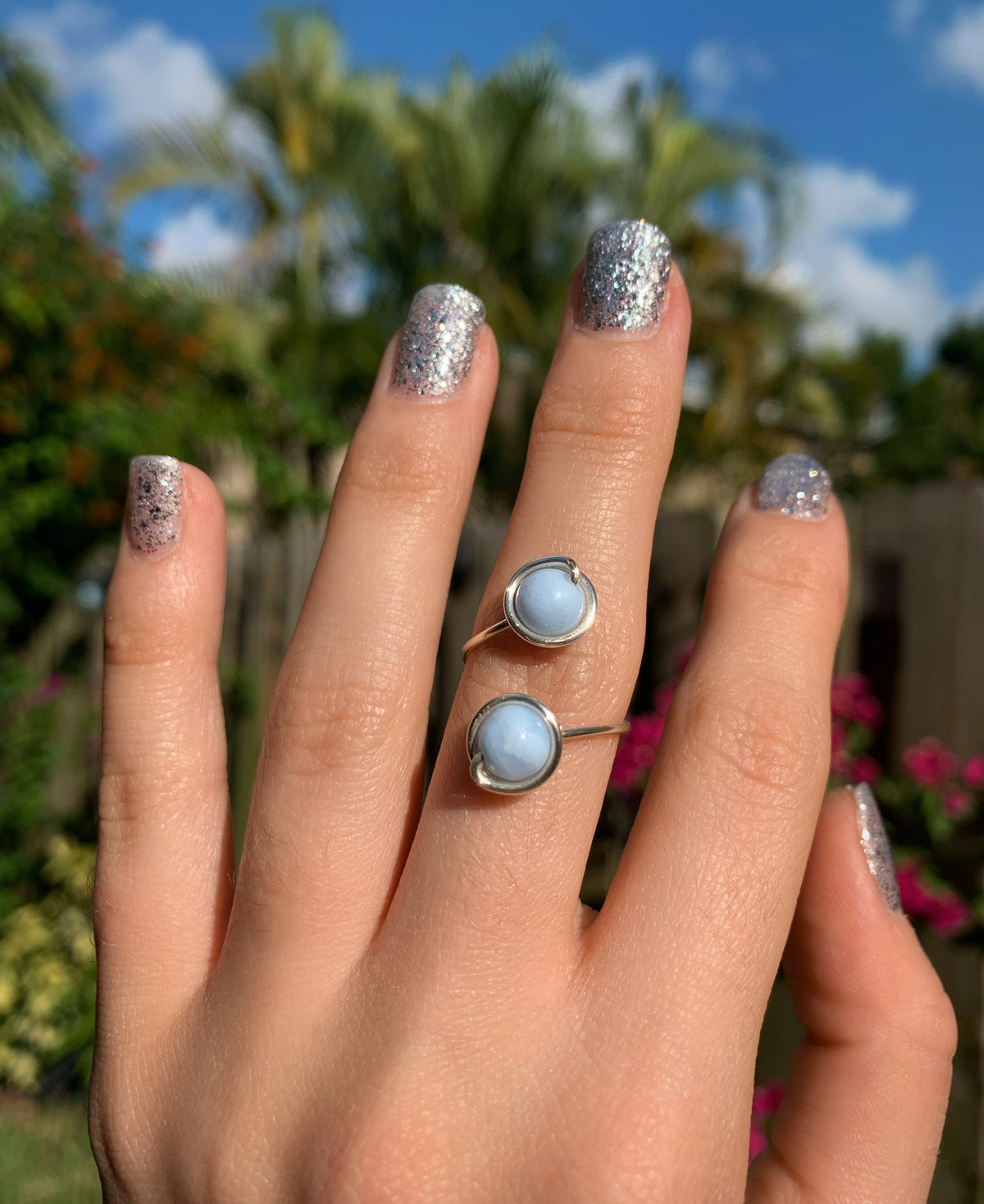 Crystal Double Adjustable Rings
