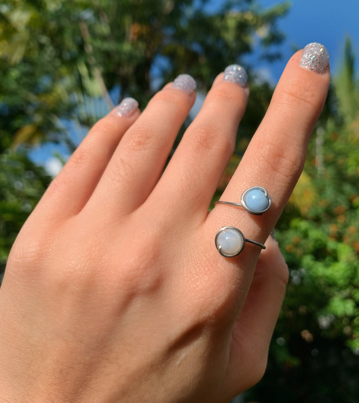 Crystal Double Ring - Stainless Steel