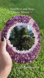 Load and play video in Gallery viewer, Oval Amethyst &amp; Rose Quartz Mirror
