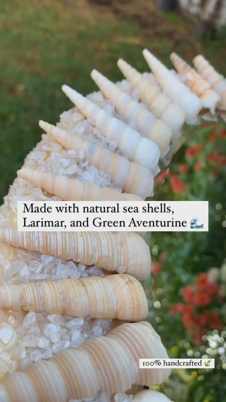 Mermaid Mirror - Sea Shells, Larimar & Green Aventurine